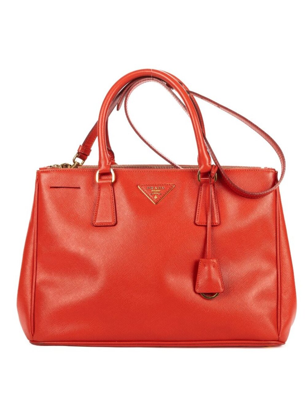 Prada Medium Garda Tote Orange Saffiano Luxe Leather
